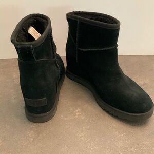 UGG Classic Femme Mini Black Suede Wedge
